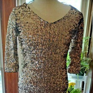 Metaphor Large Gold Sequin New Years Eve Party Dre